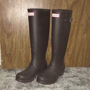 Tall Hunter Rain Boots, Black Matte